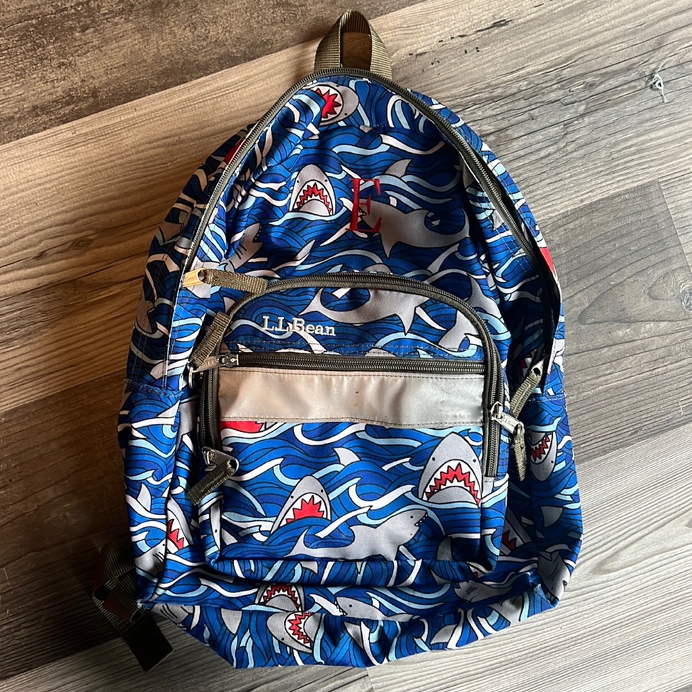 LL Bean shark theme small backpack